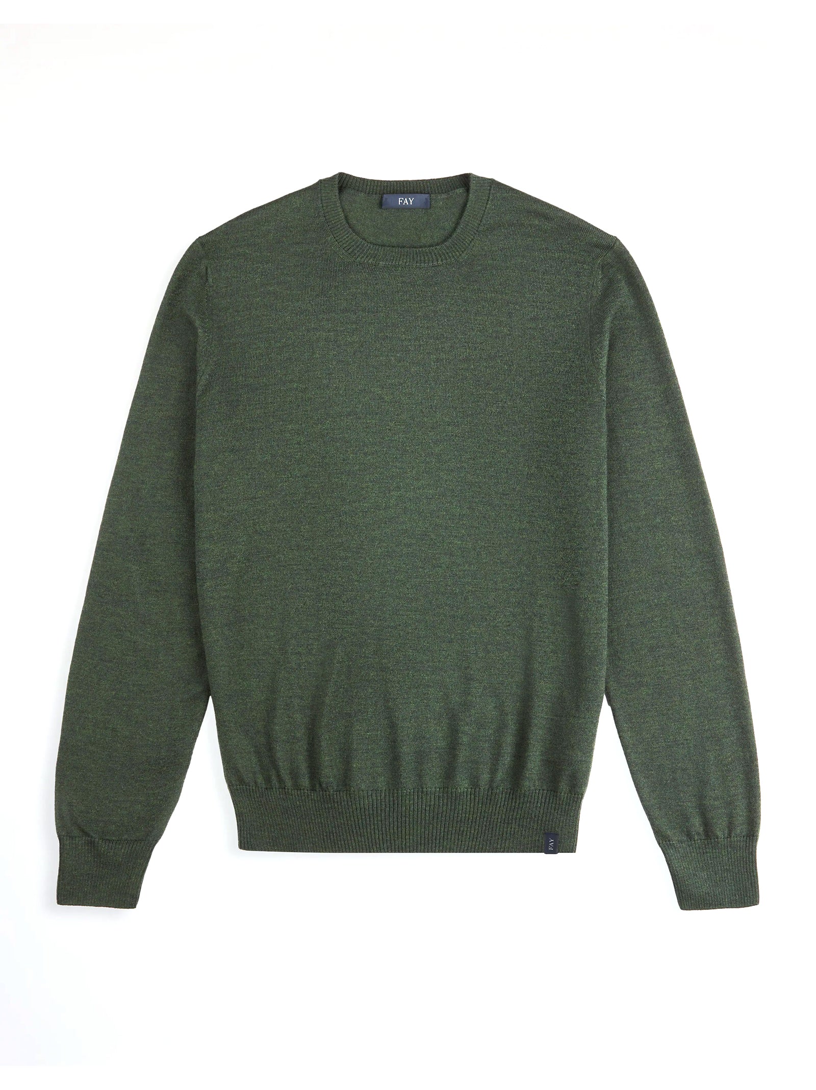 Fay Pull Girocollo In Lana Merinos Verde-1