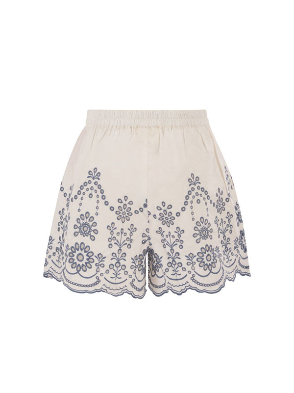 Saint Barth Shorts Sangallo Flower Bianco-2