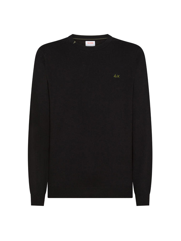 Sun68 Maglia Girocollo In Misto Lana Nero
