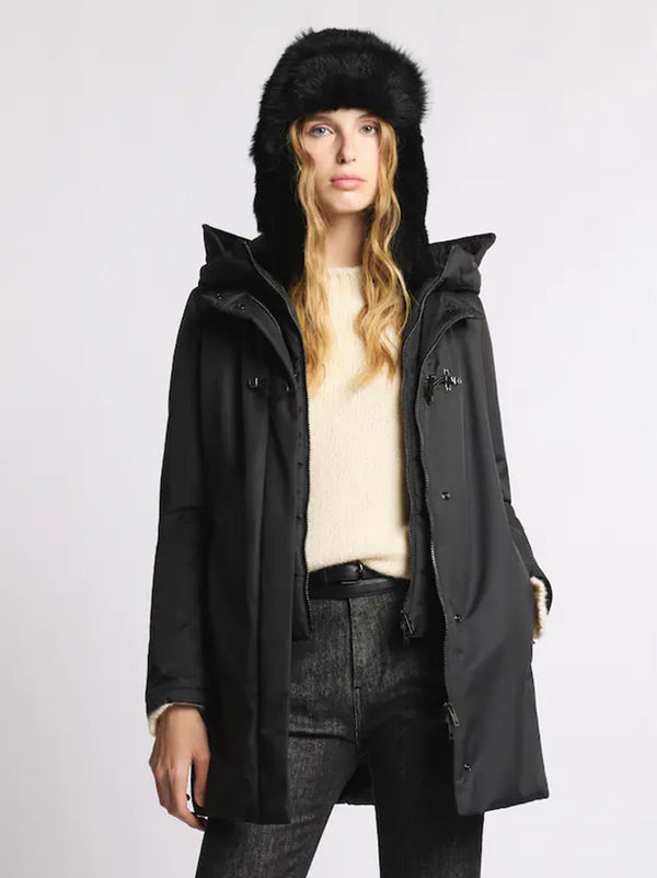 Fay Toggle Coat Tecnico Db Front Nero-2