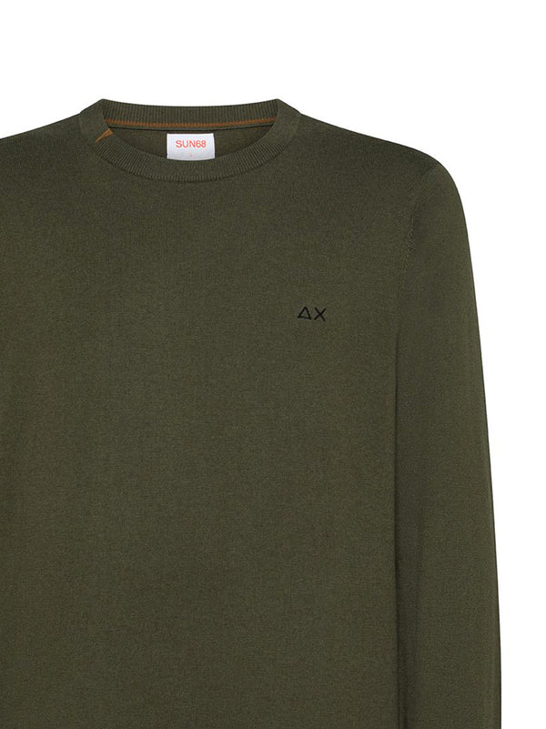 Sun68 Maglia Girocollo In Misto Lana Militare Scuro-2