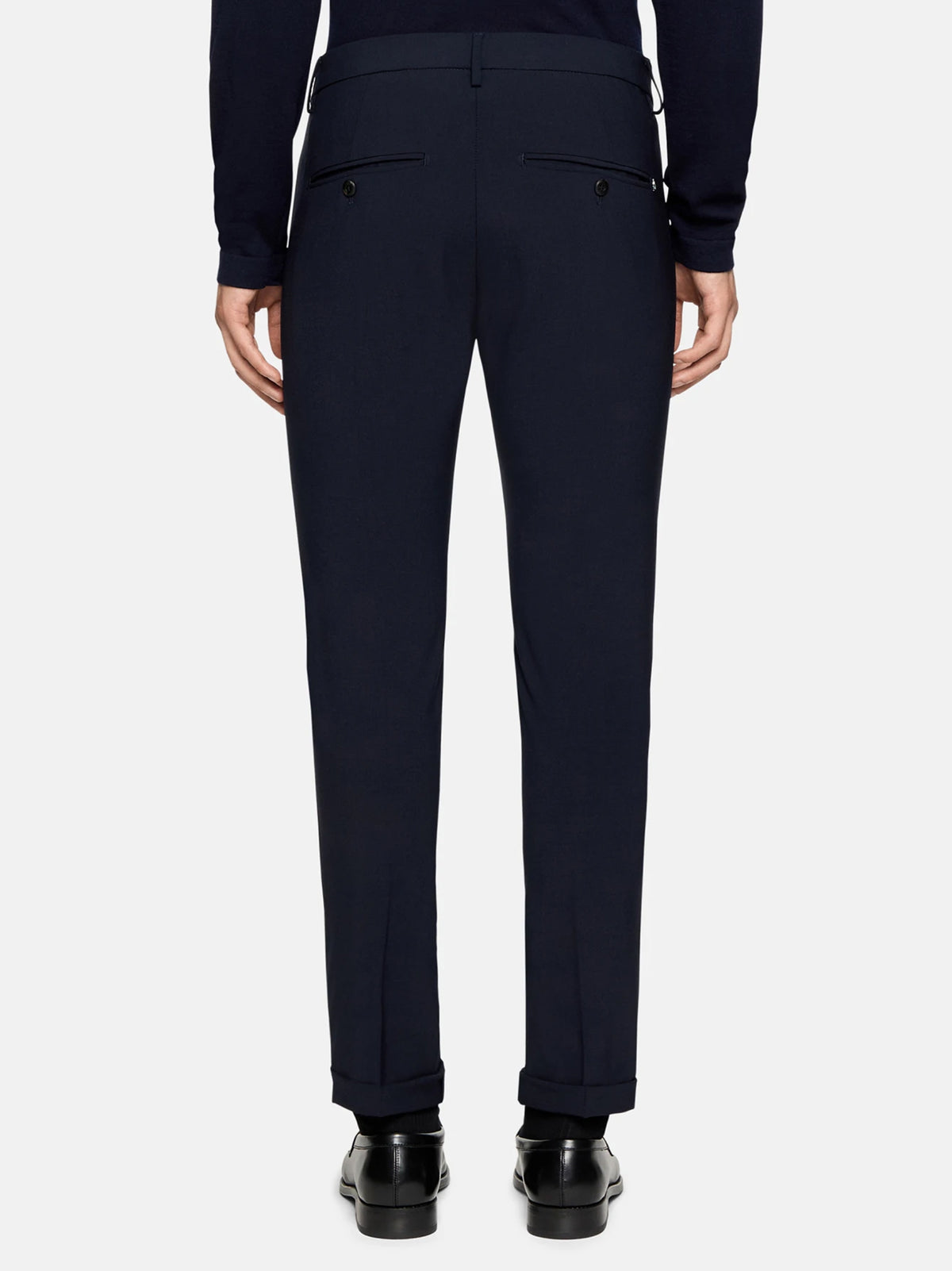 Dondup Pantaloni Gaubert slim in tela di lana blu universo-3