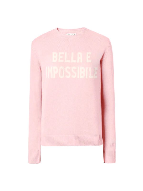 Saint Barth Maglione New Queen In Misto Cashmere Rosa Con Jacquard Bella E Impossibile Rosa
