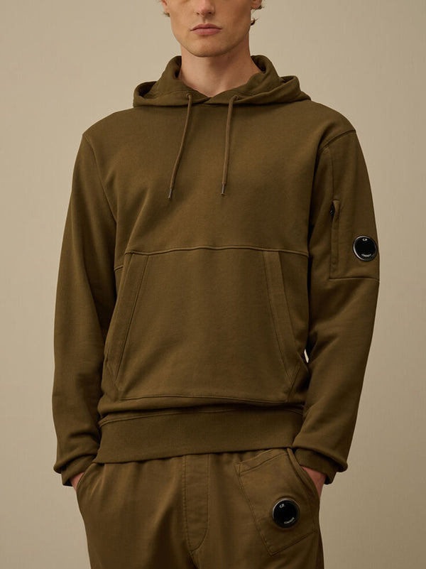 Cp Company Diagonal Raised Fleece Hooded Lens Sweatshirt Ivy Green-2