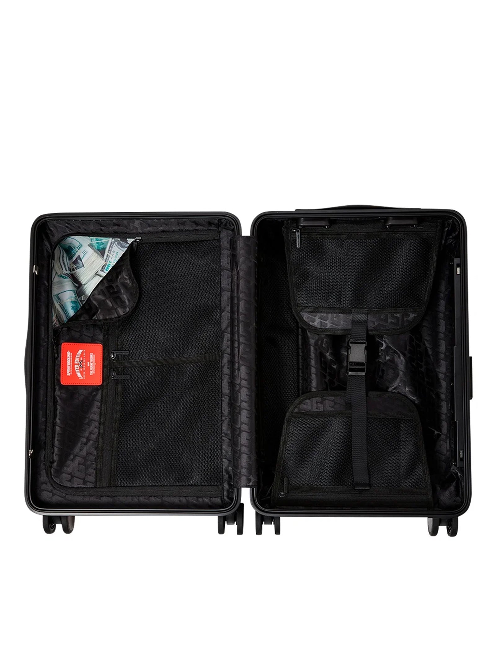 Sprayground Trolley Sharks In Paris Wtf Bubbly Black Check Carry-On-4