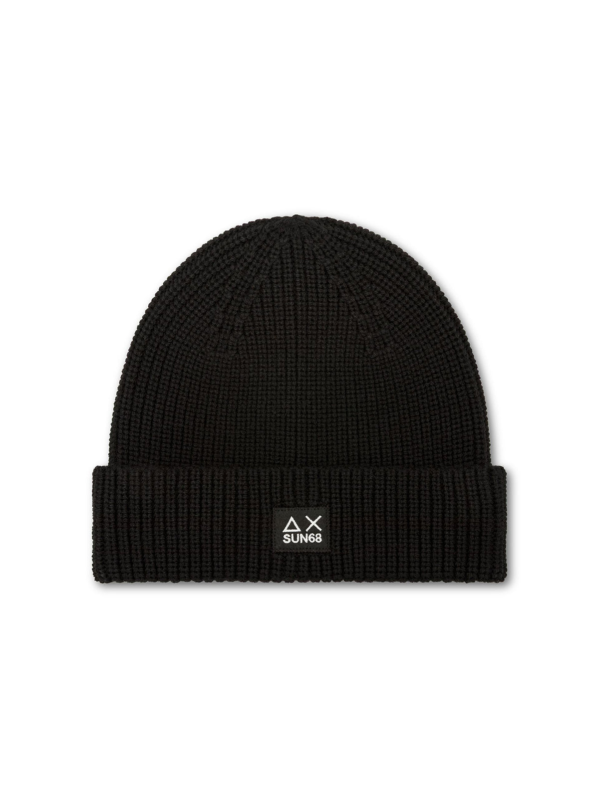Sun68 Berretto Beanie In Misto Lana A Coste Nero-1