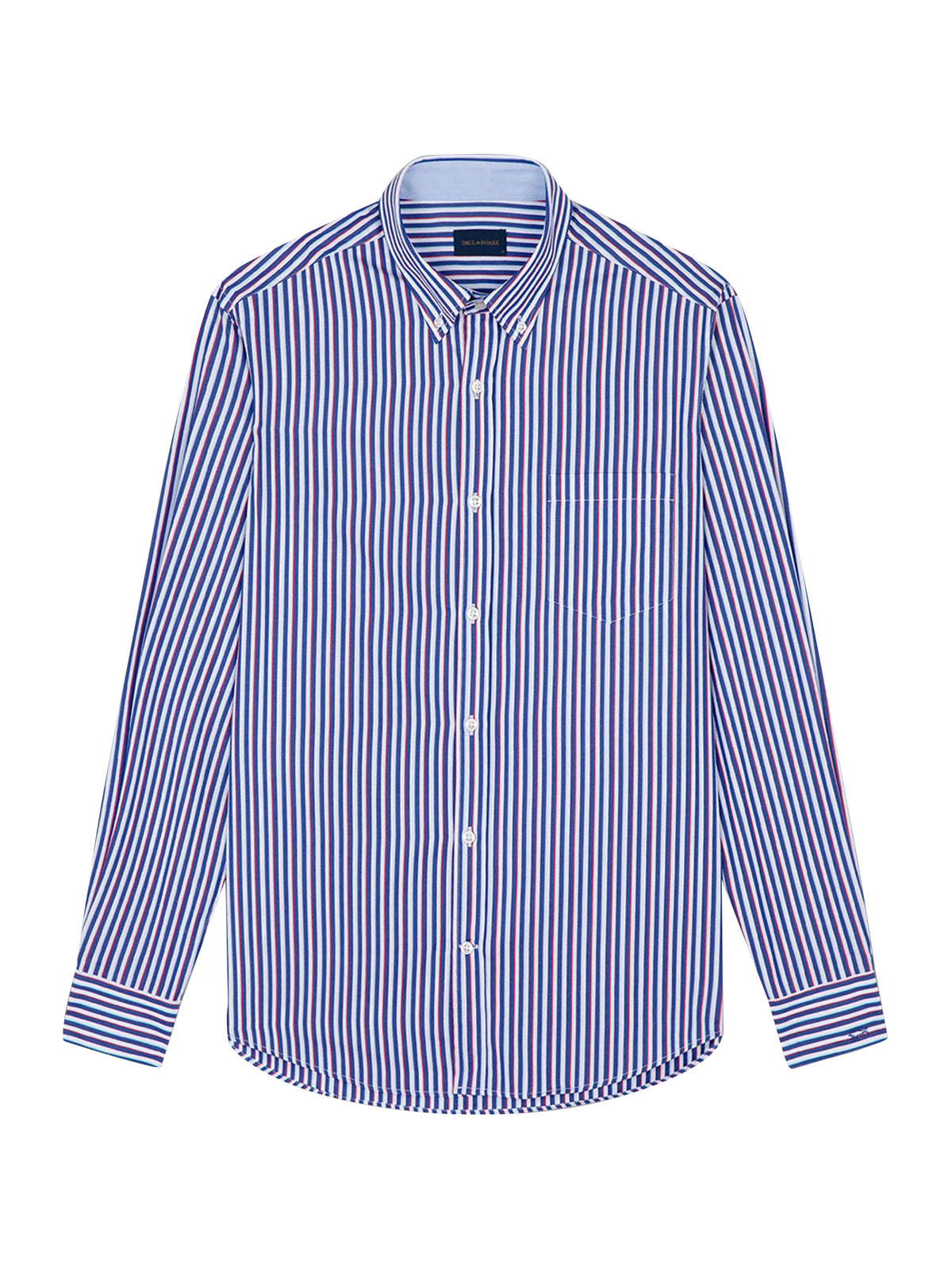 Paul&Shark Camicia in popeline di cotone a righe blu e rosse-1
