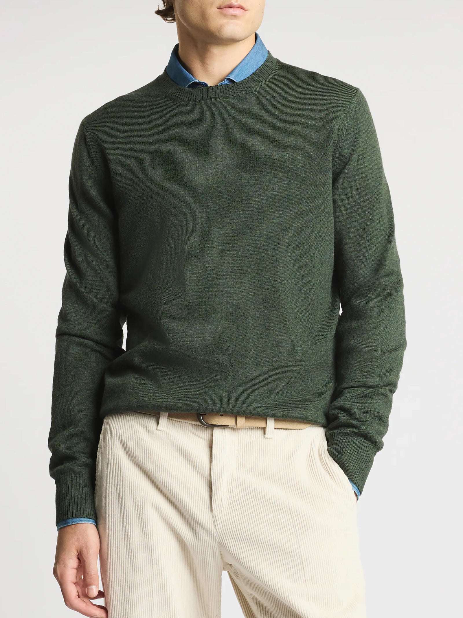 Fay Pull Girocollo In Lana Merinos Verde-2