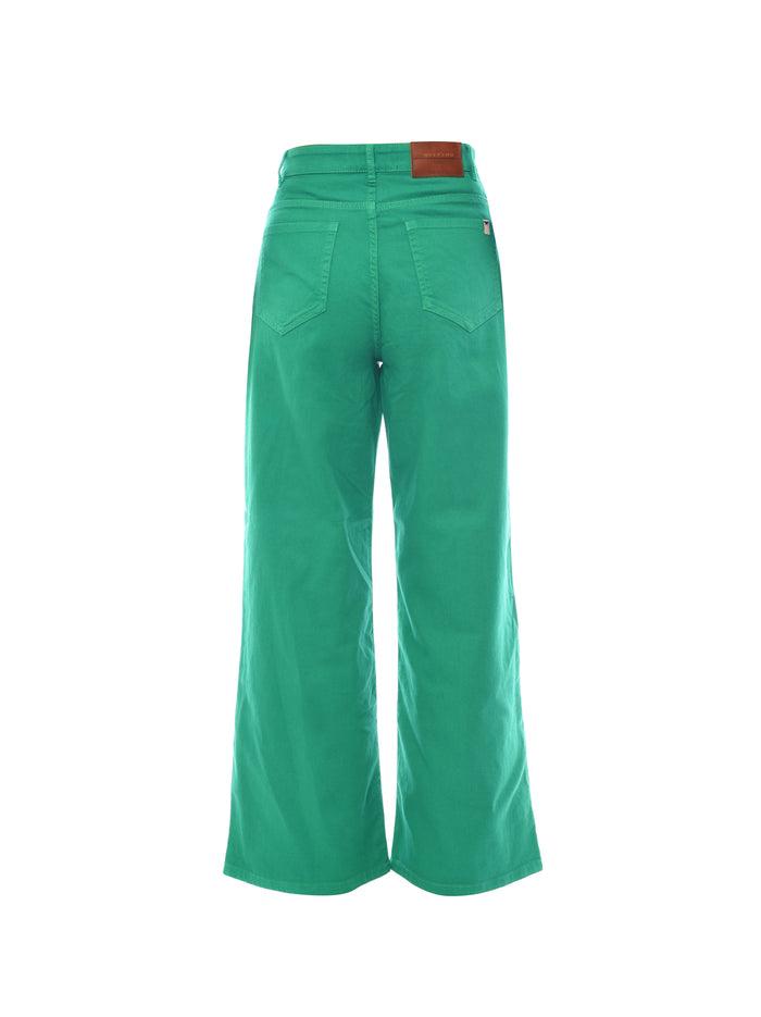 Green Stretch Cotton Pant-2