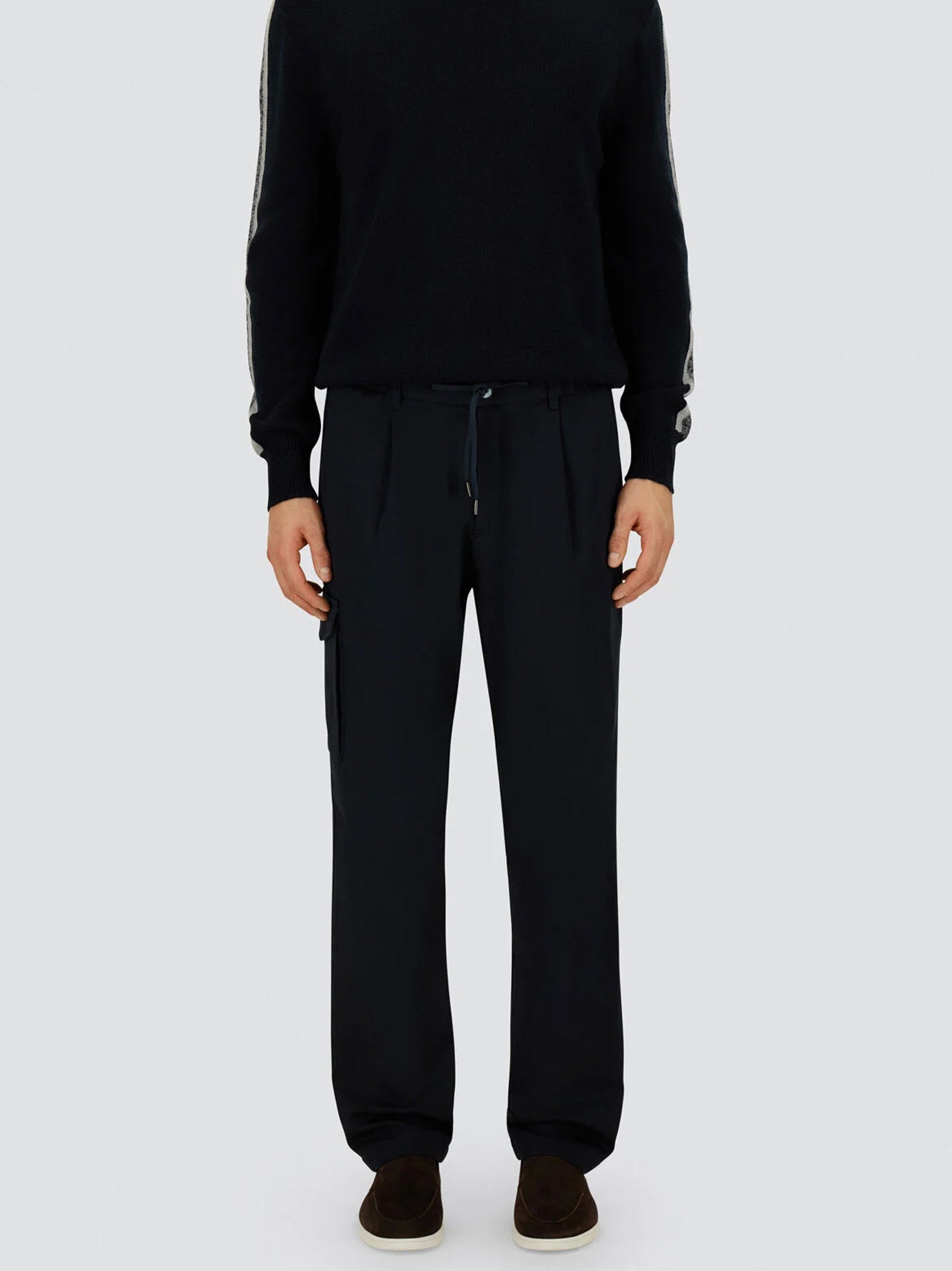 Pantaloni Herno Cargo Resort In Pure Cotton Blu-3