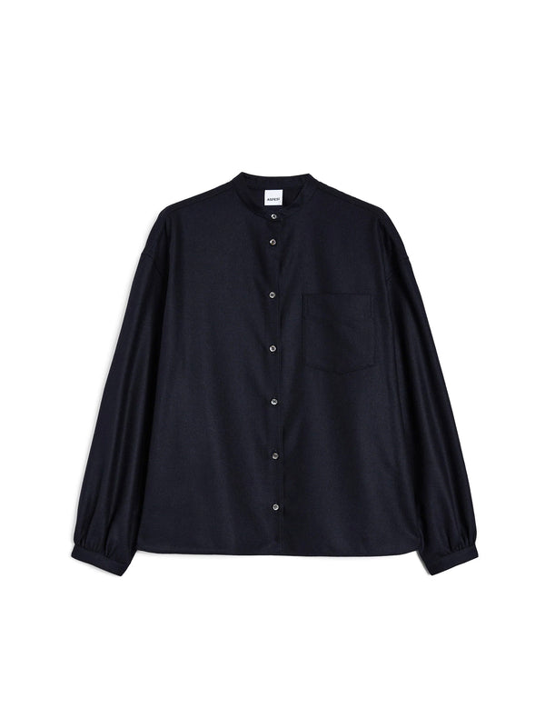 Aspesi Camicia In Flanella Di Misto Lana - Navy