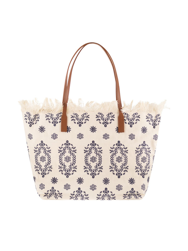 Saint Barth City Bag Sangallo Bianca Avorio Blu-2