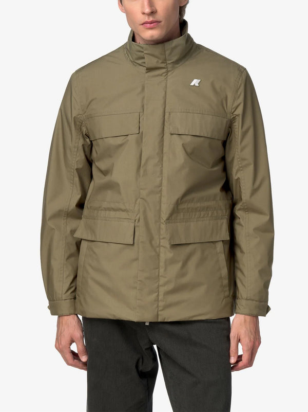 K-Way Giacca Manuene Warm Micro Canvas Green Army-2