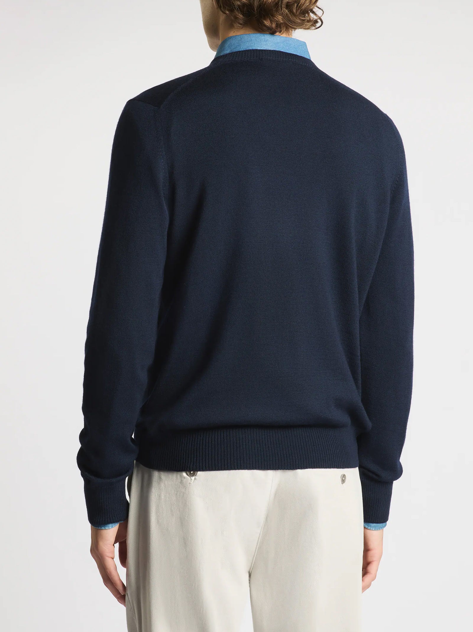 Fay Pull Girocollo In Lana Merinos Blu-3