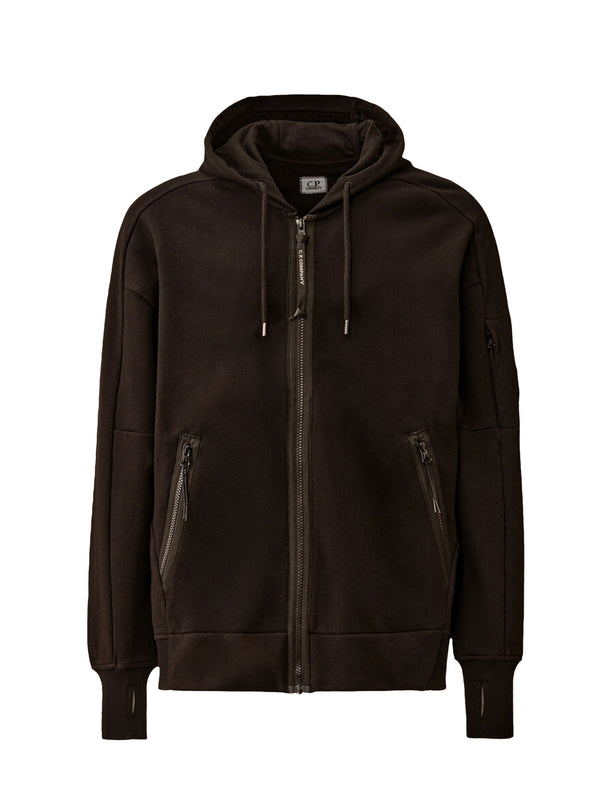 Cp Company Diagonal Raised Fleece Hooded Full Zip Sweatshirt