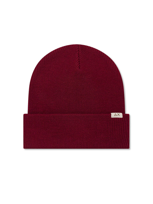 Sun68 Berretto Beanie In Misto Lana A Costine Bordeaux