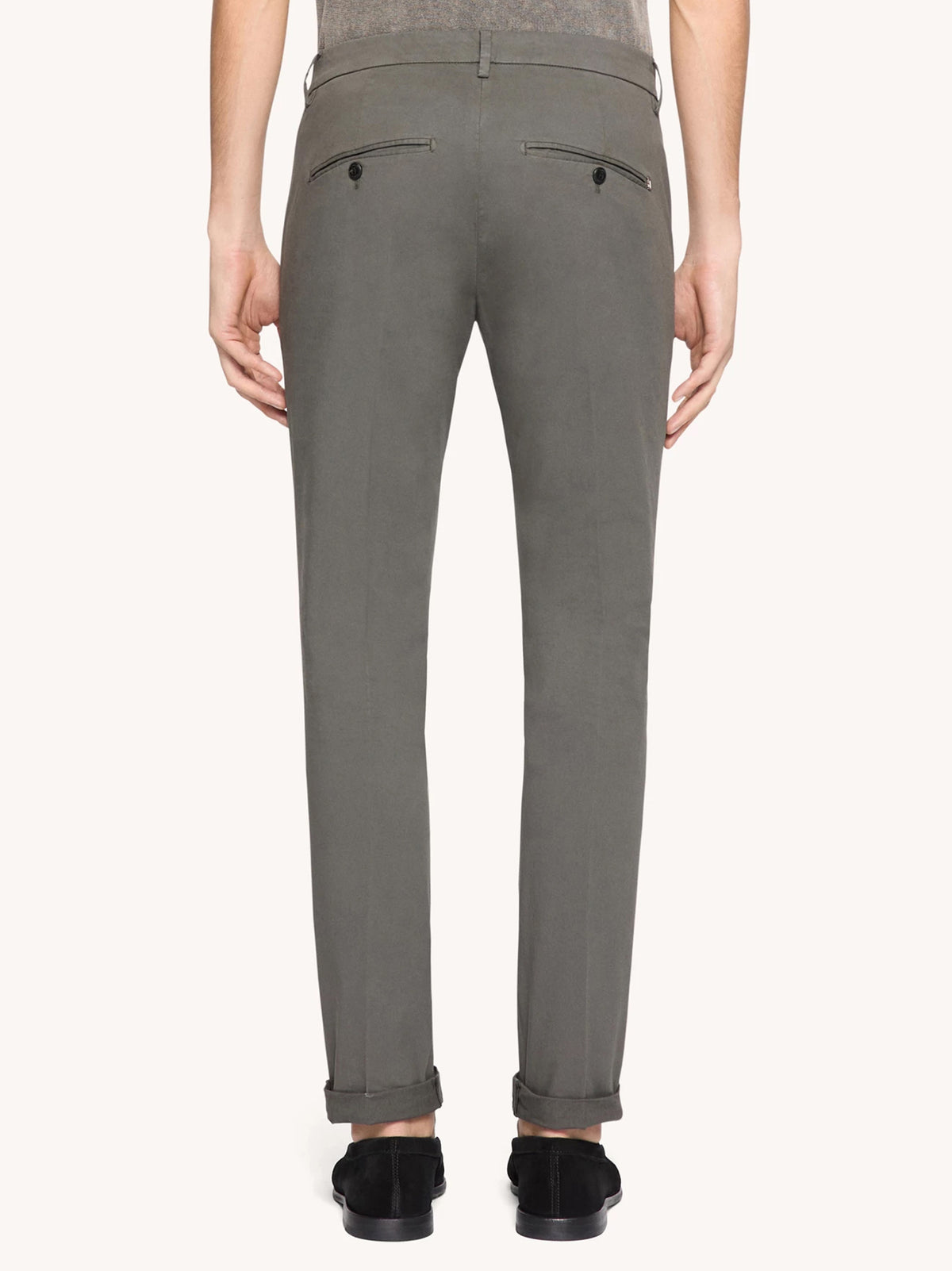 Dondup Pantaloni chino Gaubert slim in gabardina fumo-3