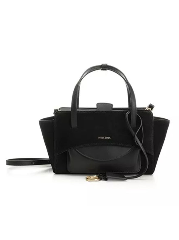 Hidesins Bag Flap S Suede Nera