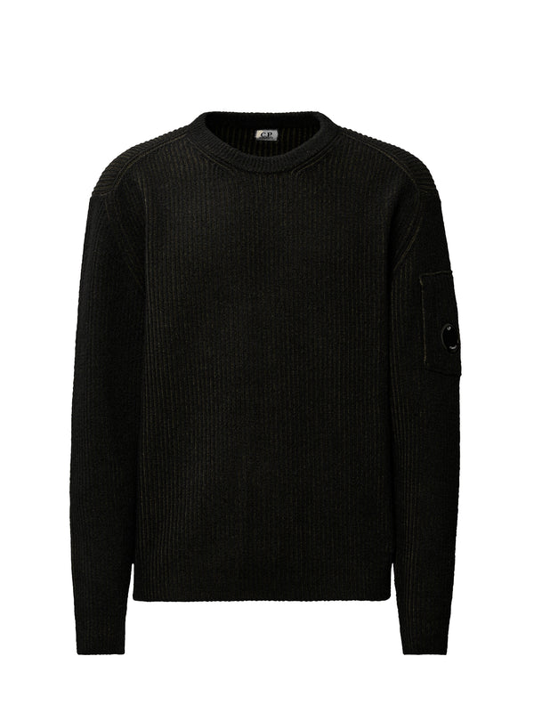 Cp Company Fleece Knit Crewneck Lens Sweater