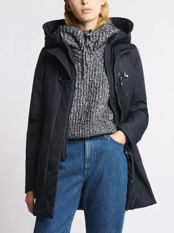 Fay Toggle Coat Tecnico Db Front Blu-2