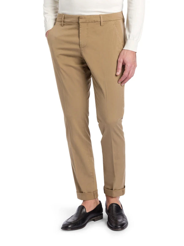 Dondup Pantaloni Gaubert Slim In Gabardina Leggera Noce-2