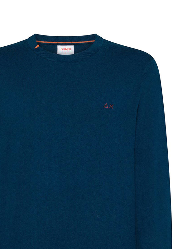 Sun68 Maglia Girocollo In Misto Lana Petrolio-2