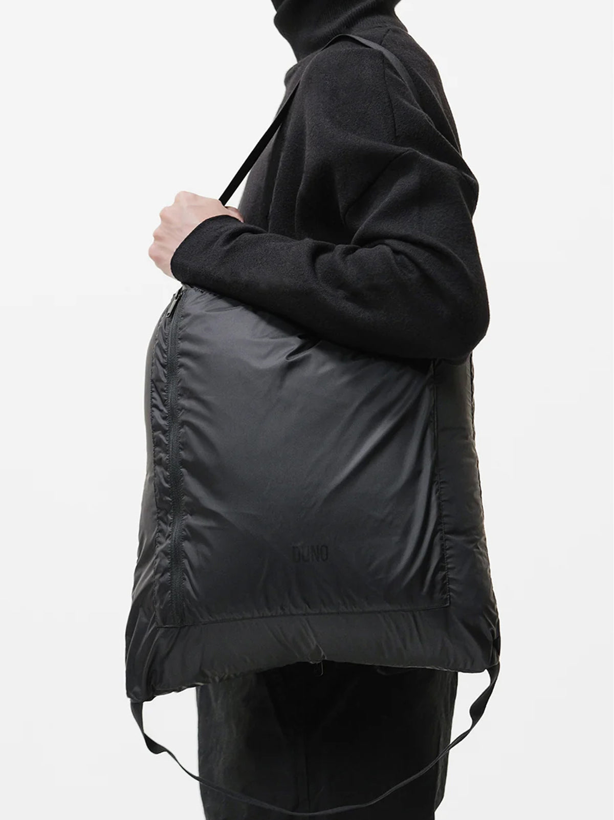 Piumino Corto Packable In Tessuto Tecnico Bi-Stretch Con Cappuccio Nero-4