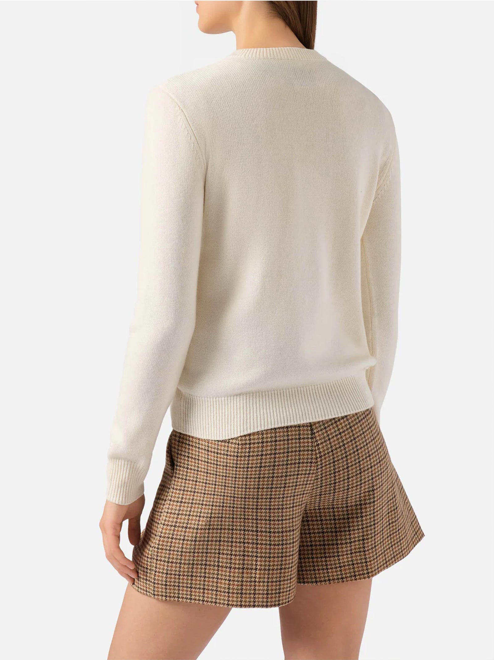 Saint Barth Maglione New Queen In Misto Cashmere Bianco Con Jacquard Lurex Bollicine Addicted-3