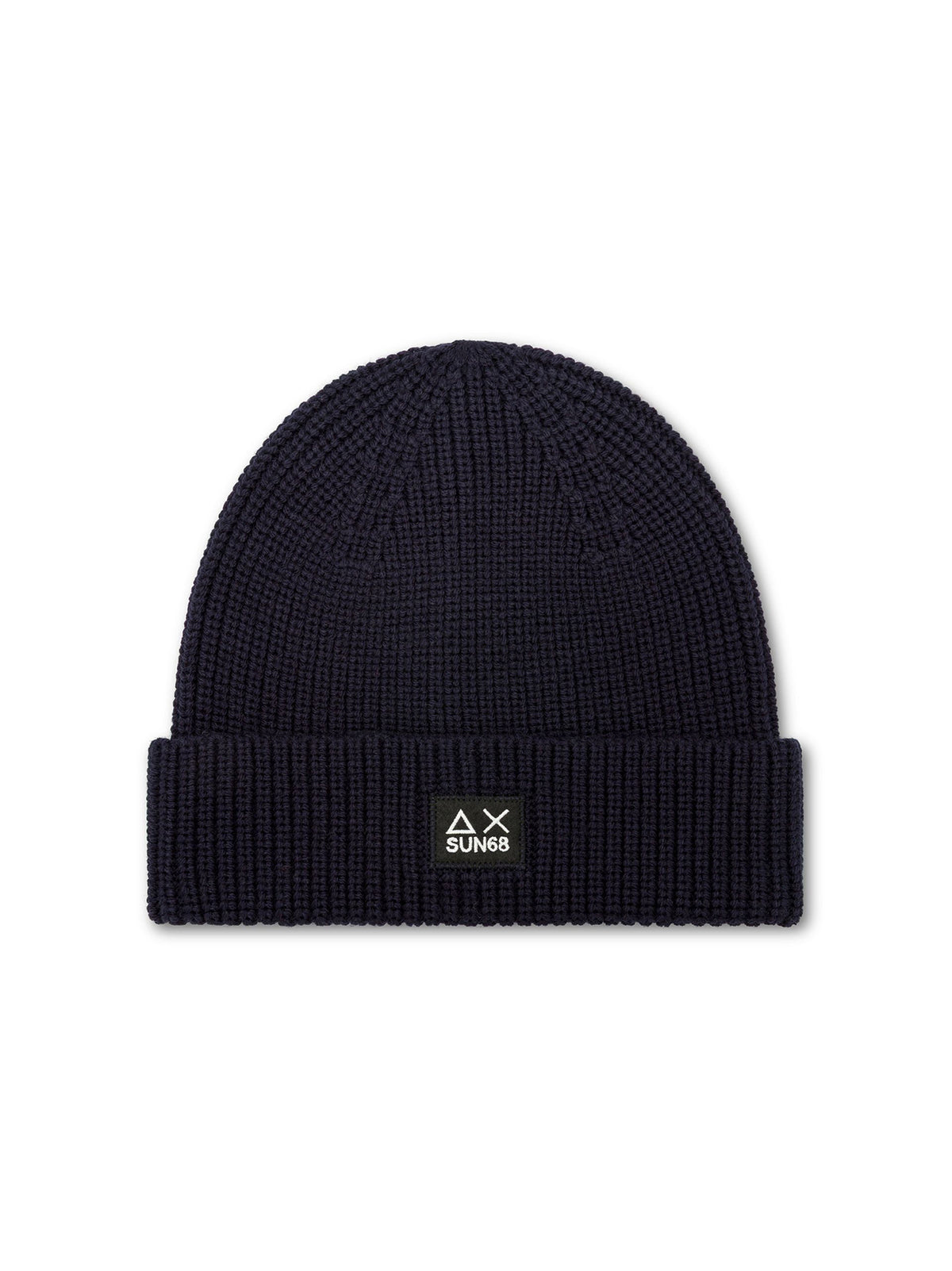 Sun68 Berretto Beanie In Misto Lana A Coste Navy Blue-1