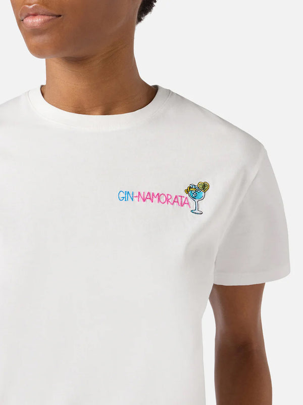 Saint Barth T-Shirt Emilie Bianca Con Ricamo Gin-Namorata-2