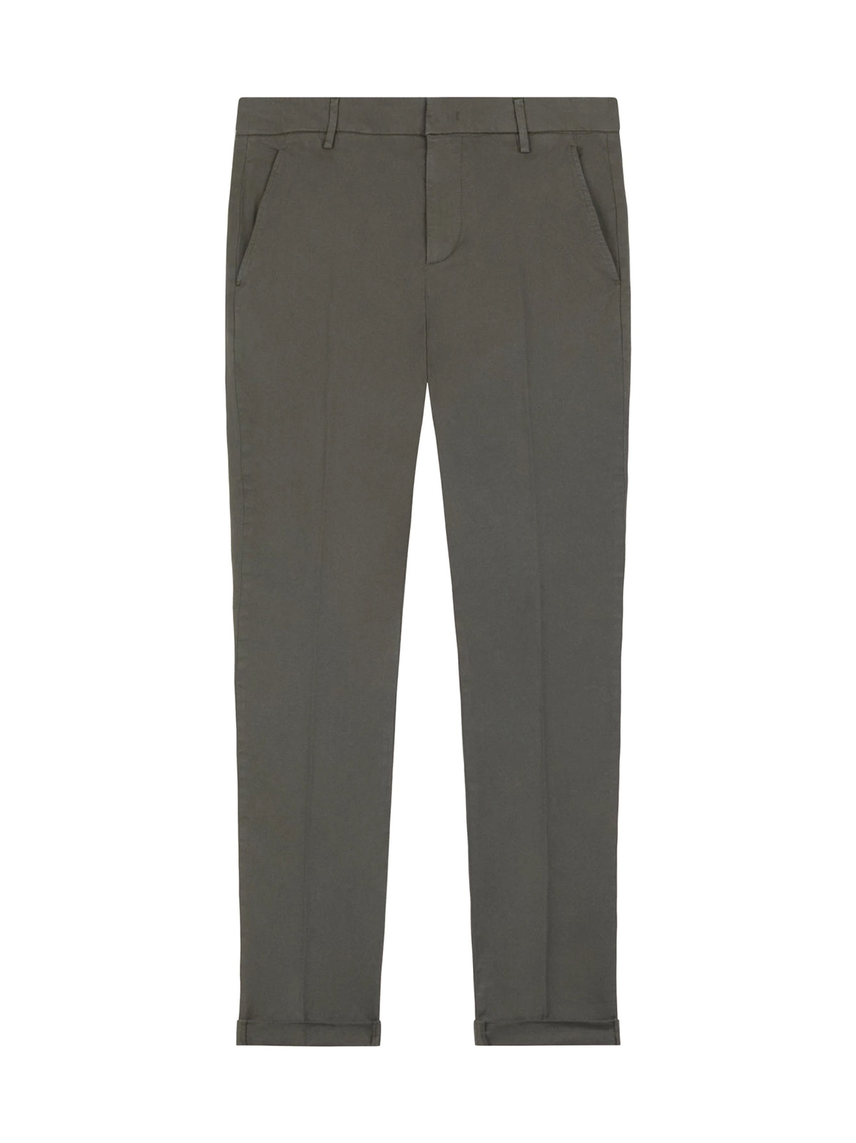 Dondup Pantaloni chino Gaubert slim in gabardina fumo-1