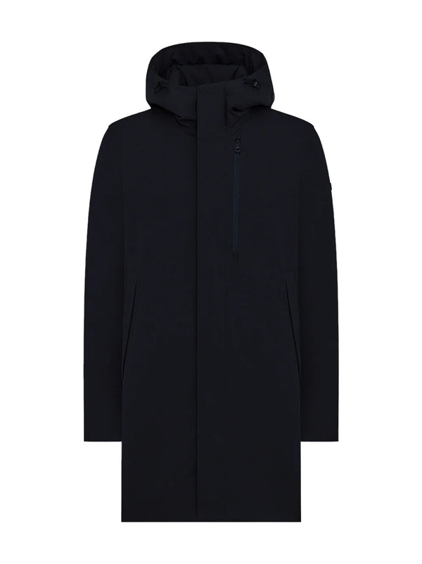 Duno Parka Lungo In Tessuto Tecnico Blue Navy