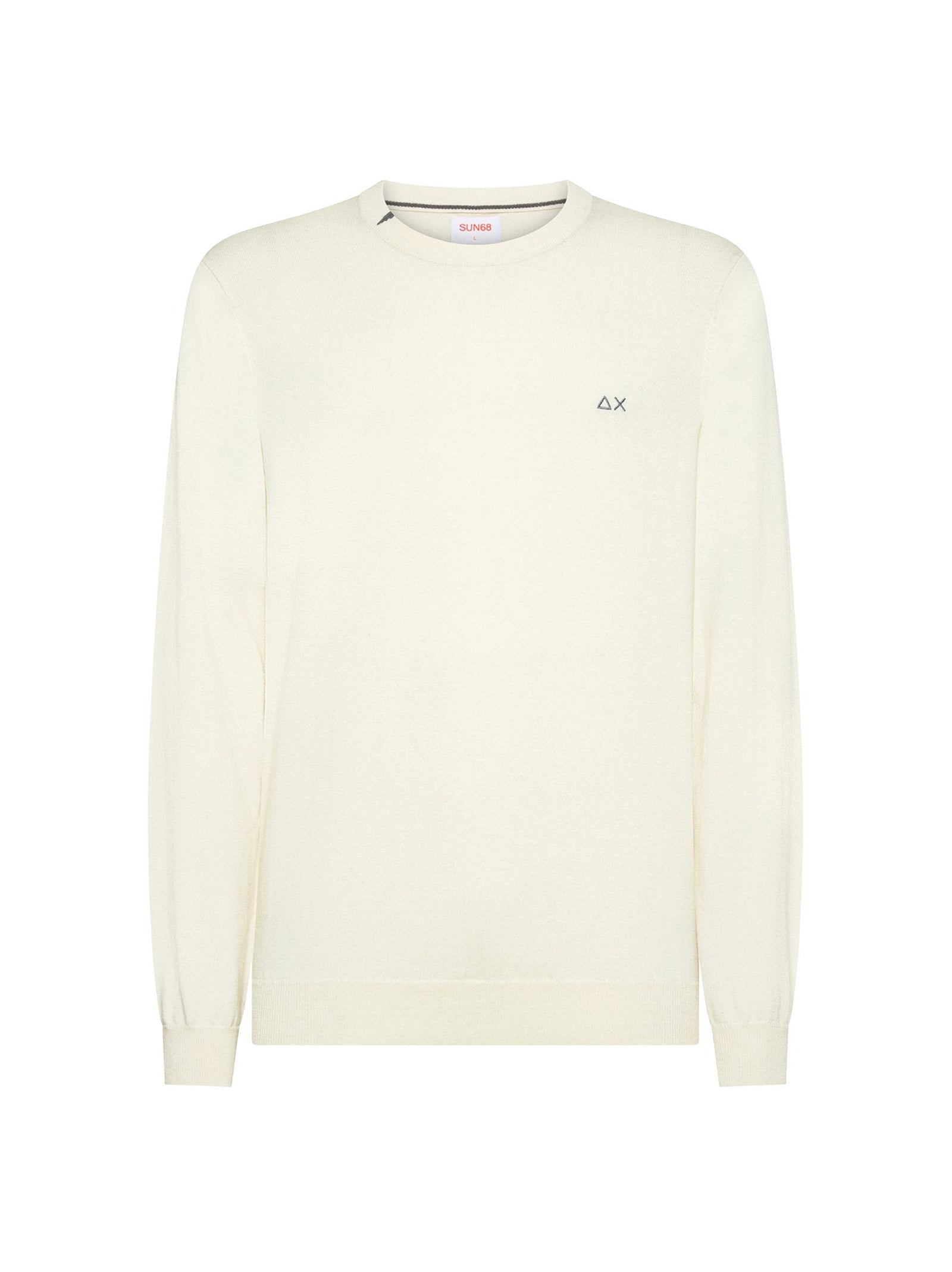 Sun68 Maglia Girocollo In Misto Lana Bianco Panna-1
