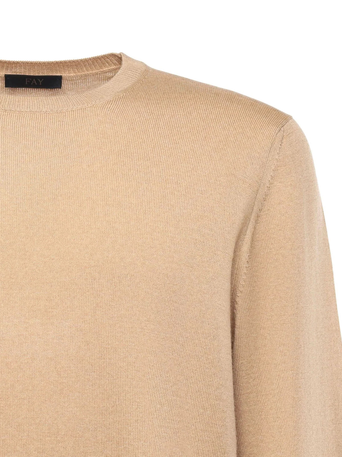 Fay Maglia Girocollo Lana Cammello-3