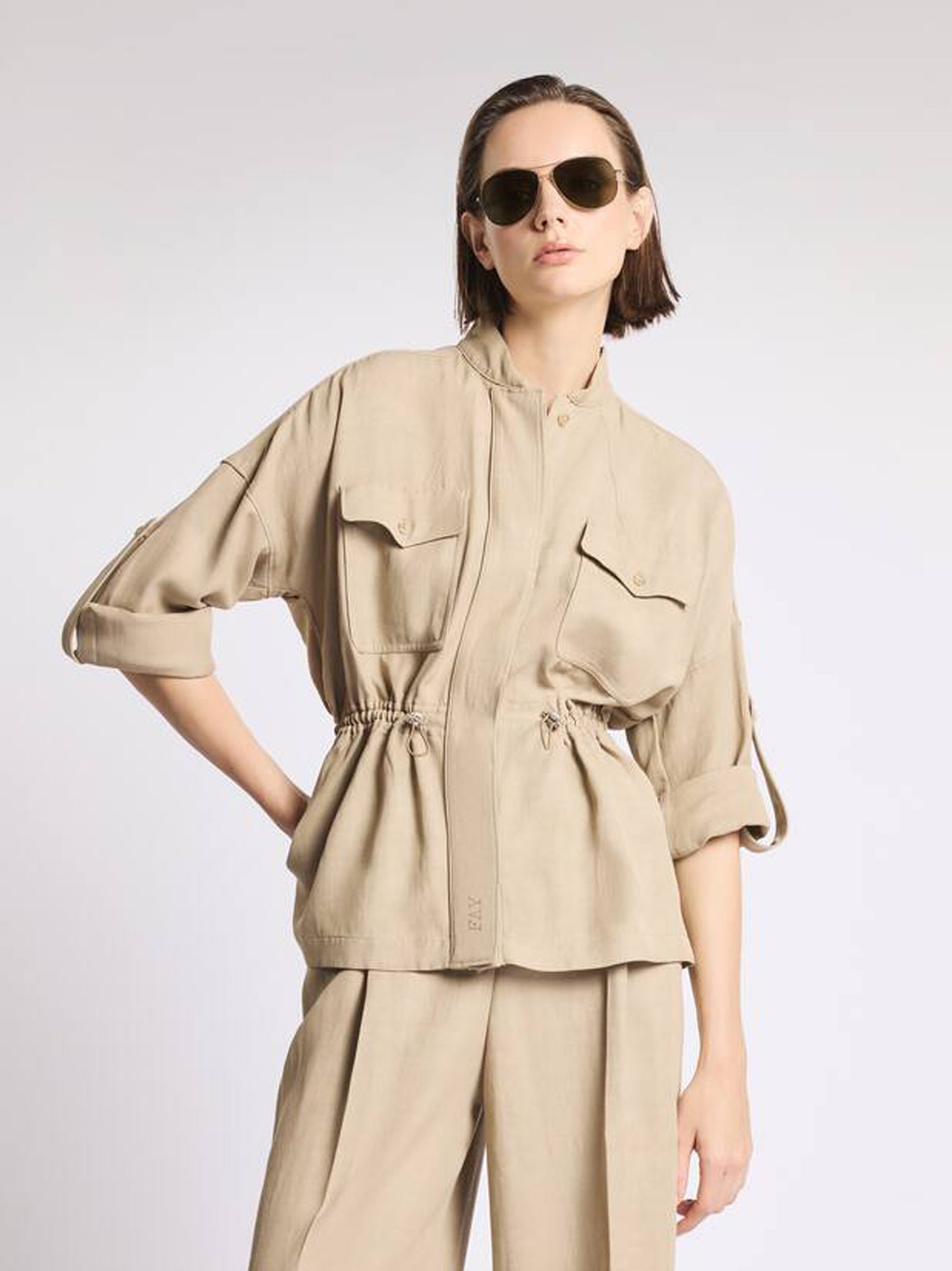 Overshirt In Viscosa E Lino DÉLavé-3