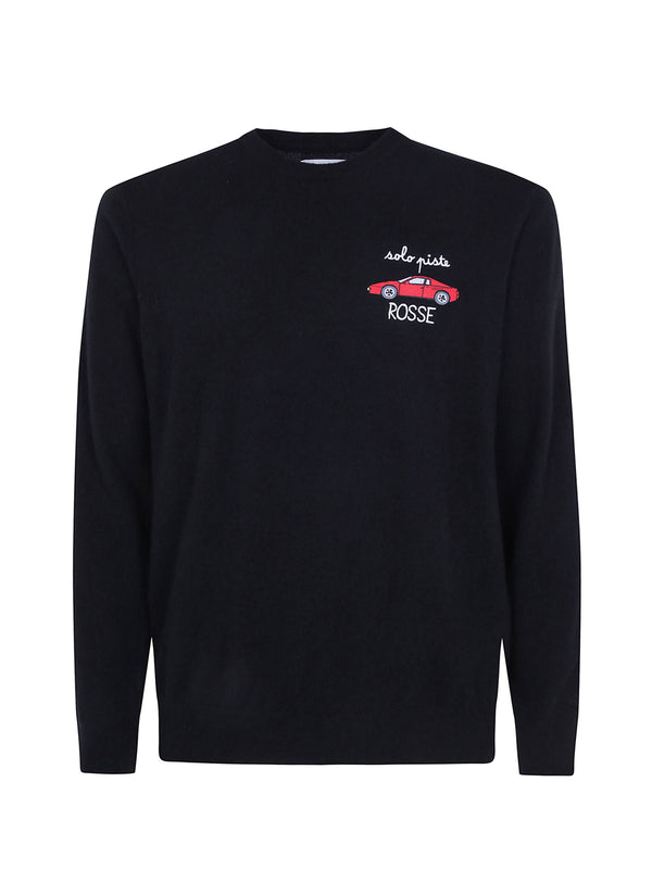 Saint Barth Maglia Girocollo Nera Piste Rosse