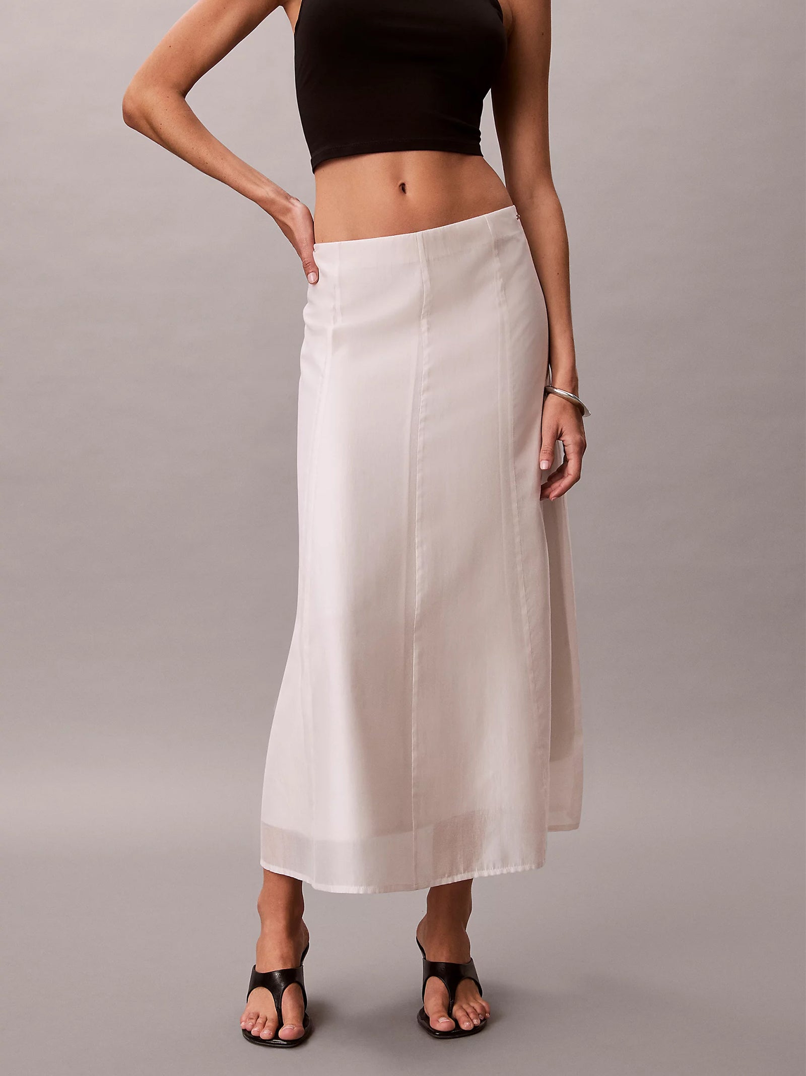 Calvin Klein Gonna Lunga Voile Bianca-2