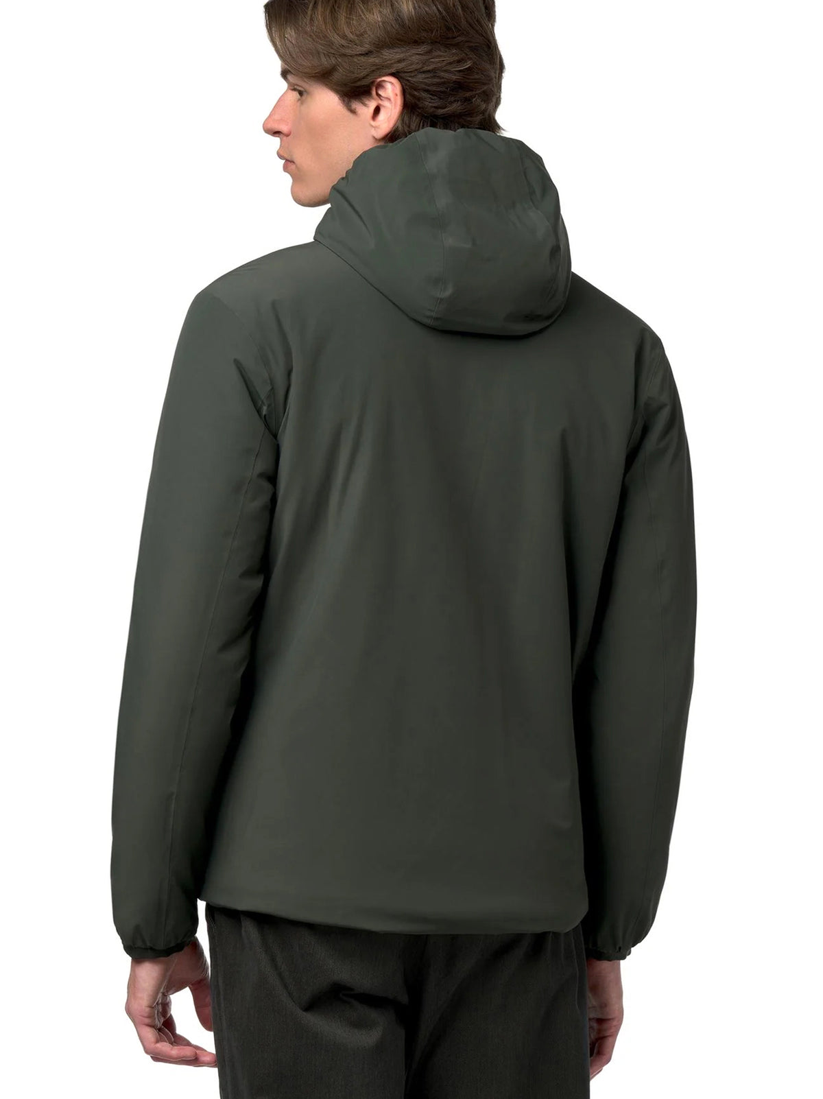 K-Way Giubbino Reversibile Jack St Warm Double Green Blackish  - Grey Ash-4