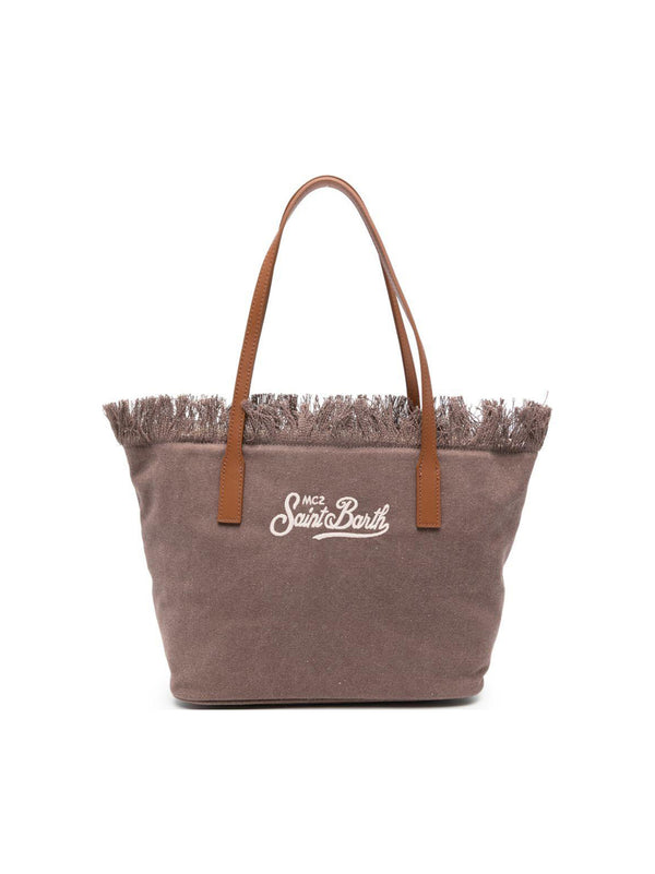 Saint Barth City Bag Mid Frange Marrone