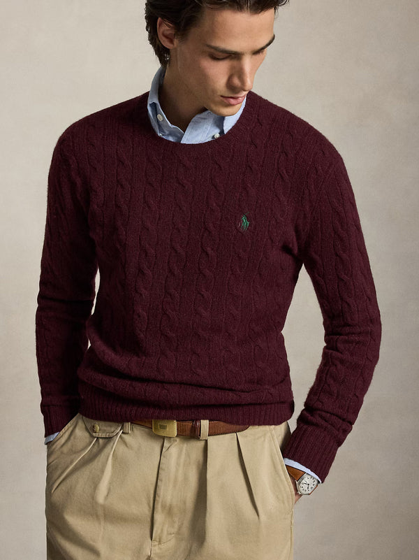 Polo Ralph Lauren Maglia Trecce Lana Cashmere  Bordeaux-2