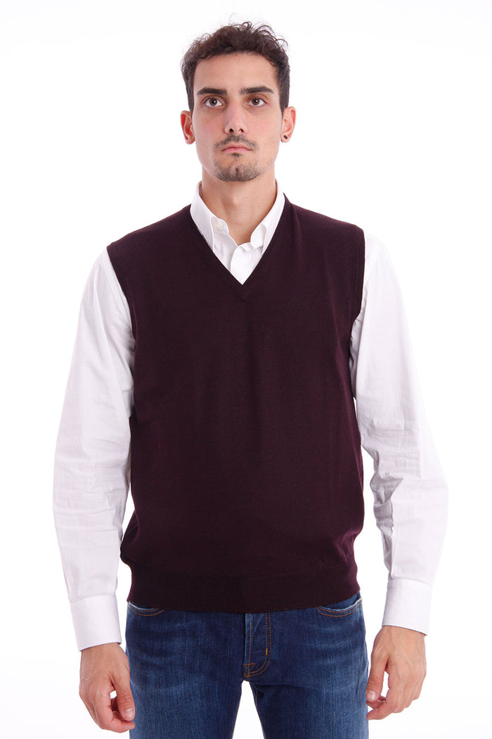 M.marte Burgundy V-neck Vest-1