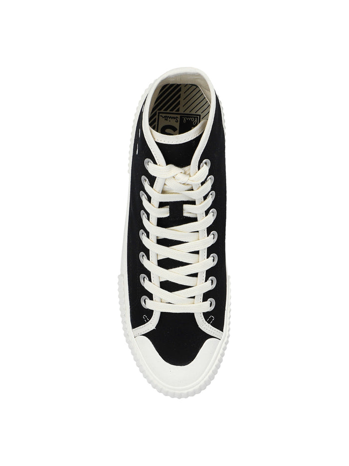 Black Canvas Sneakers with White Profiles-3