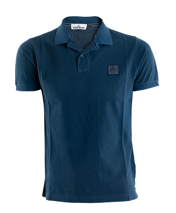 Mm Blue Polo Shirt Garment Dyed Logo