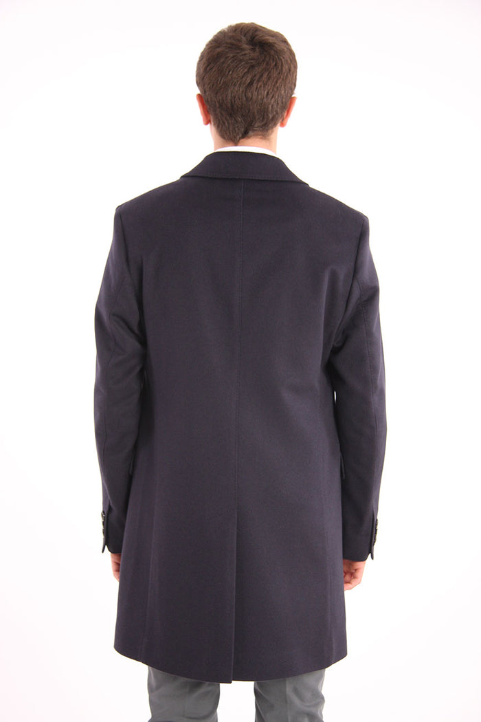 Cappotto Elegante In Cashmere Blu-3