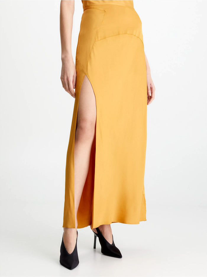 Slim Satin Maxi Skirt-2