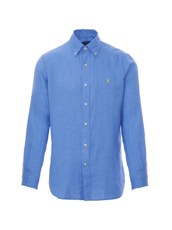 Camicia Lino Fit Blu