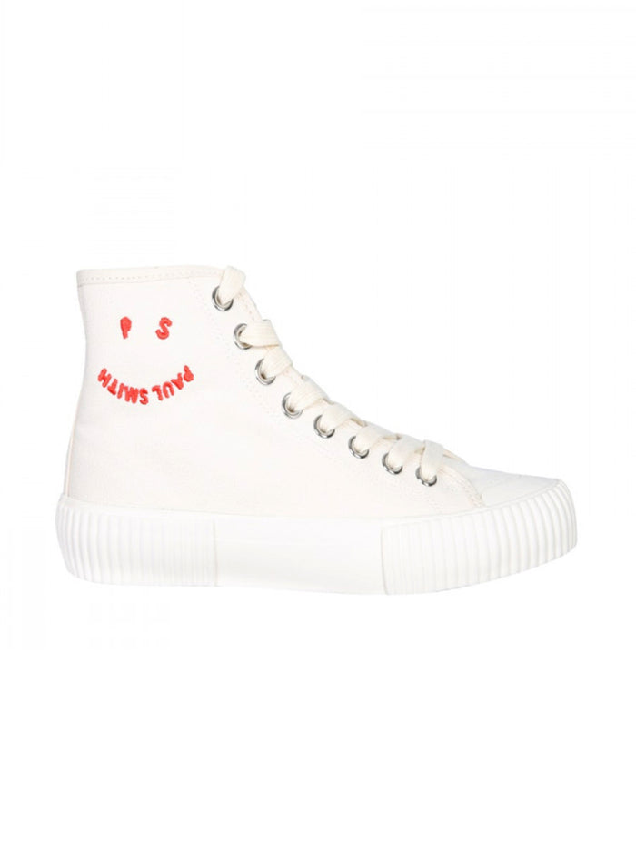 White Canvas Sneakers with Red Profiles-1