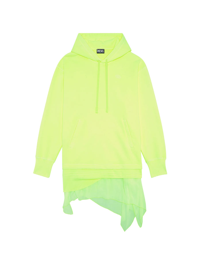 Fluo Yellow Hooded Sweatshirt Dress-1