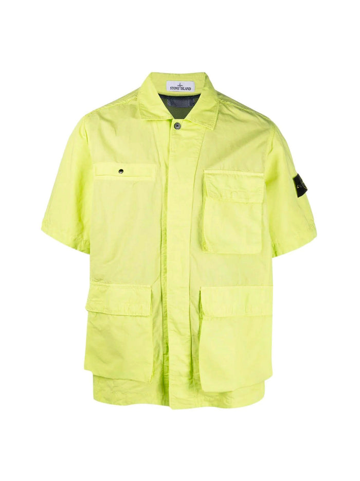 Short Sleeve Shirt Jacket Lime Green-1