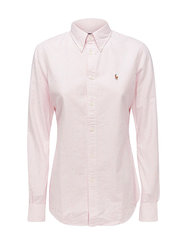 Pink/white striped cotton shirt